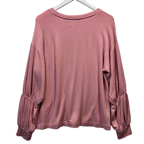 Lou and Grey Womens Size Large Soft Drop Sleeve Sweatshirt Gather Sleeve Pink - Picture 2 of 9